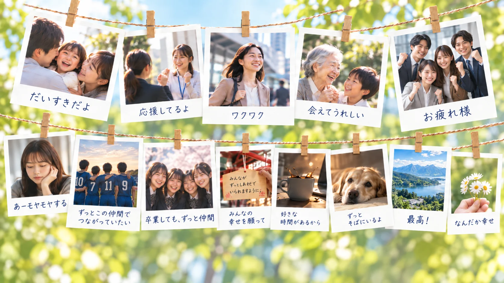 さまざまな日常の感情や大切な人とのつながりを表すポラロイド写真
